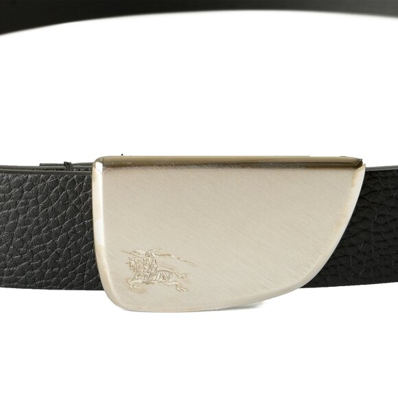 Burberry "Shield Brushed" Black Leather Buckle Decorated Belt US 40 IT 100 - Picture 3 of 5